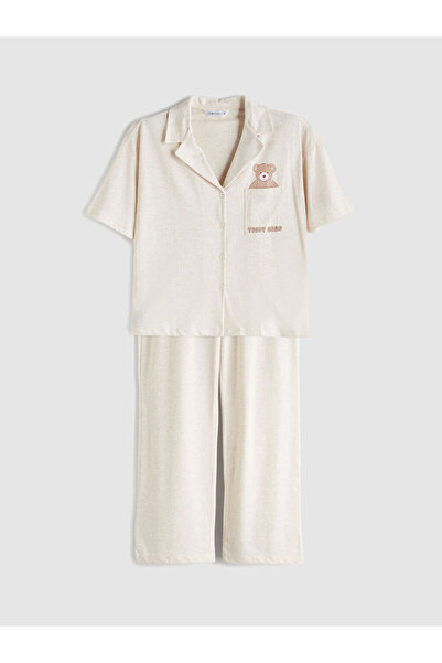 LC Waikiki Πουκάμισο γιακά αρκουδάκι με τύπωμα Γυναικείες πιτζάμες