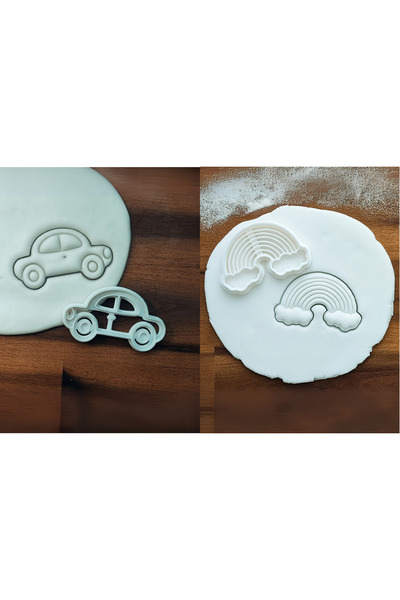 Rafine Studio 3D Car and Rainbow Themed Cookie Cutter Set – Polymer Clay, Pla...