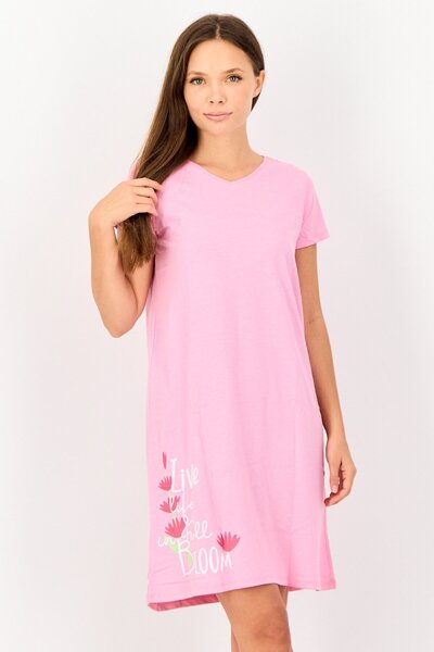 Zivame فستان نوم روزالين x نسائي بأكمام قصيرة وطبعة جرافيكية، متعدد الألوان