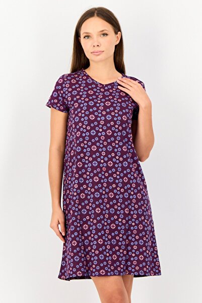 Zivame Women 2 Pcs V Neck Allover Print Sleeping Dress, Multicolor