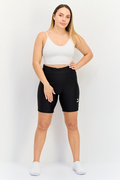 Puma Women Sportswear Fit Brand Logo Cycling Shorts, Black