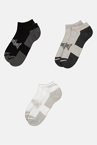 Tapout Men 3 Pairs Brand Logo Ankle Socks, Multicolor
