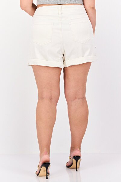 Style & Co Women Plus Size Solid Belted Cuffed Denim Shorts, Off White