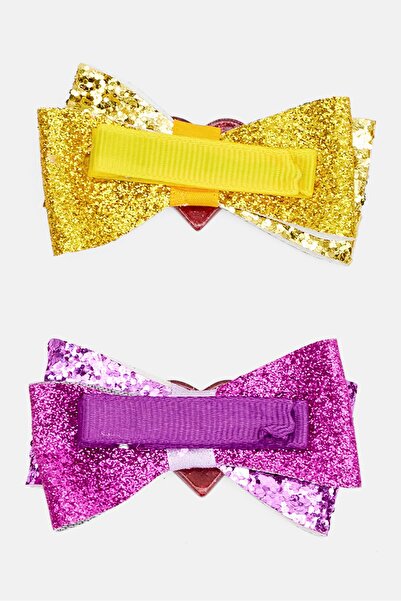 Na Na Na Surprise Kids Girl 2 Pcs Sequins Hair Bow, Pink/Gold