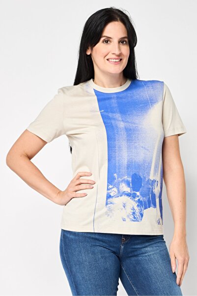 Calvin Klein Women Crew Neck Short Sleeves Graphic Print T-Shirt, Multicolor