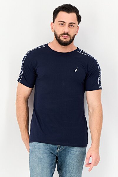 Nautica Men Crew Neck Short Sleeve Embroidered Logo T-Shirt, Navy