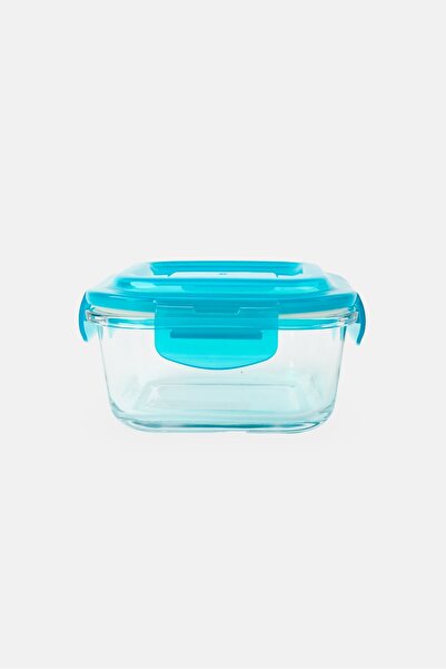 Farberware حاوية تخزين زجاجية مع غطاء قفل سيليكون، أزرق