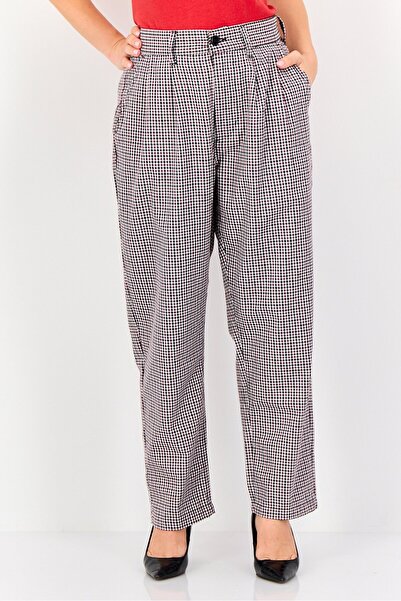 Obey Women Regular Fit Micro Checked Straight Leg Pants, Multicolor