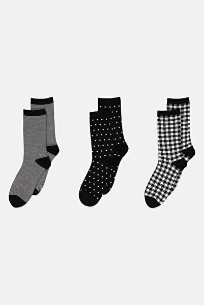 CLARKS Women 3 Pairs Checkered High Socks, Multicolor