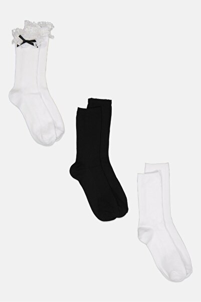 Steve Madden Women 3 Pairs Ribbed Crew Socks, Multicolor