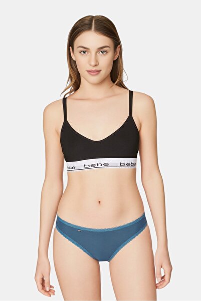 Bebe Women Brand Logo Padded Bralette, Black