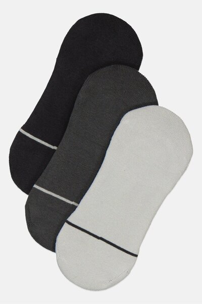 London Fog Men 3 Pairs Brand Logo Round Invisible Socks, Multicolor
