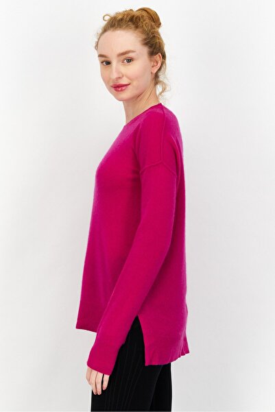 Aqua Women Knitted Long Sleeve Sweater, Magenta