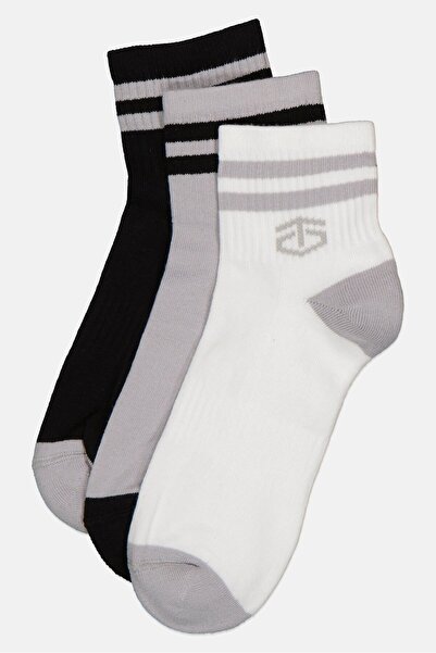 Tapout Men 3 Pairs Brand Logo Quarter Socks, Multicolor