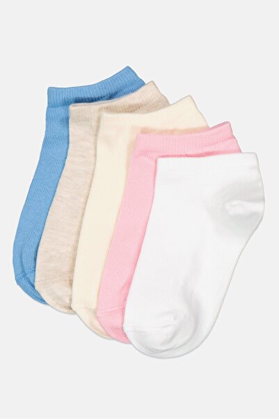 London Fog Kids Girl 5 Pairs Solid Ankle Socks, Multicolor