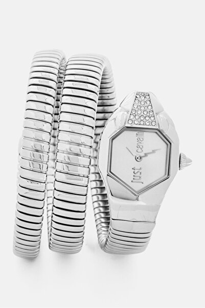 Just Cavalli Women JC1L022M0055 Stainless Steel Signature Snake Analog Watch 22 mm, Silver