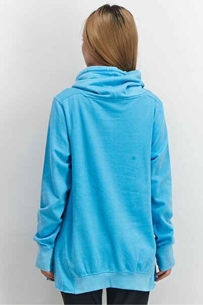Activology Women Cowl Neckline Drawstring Long Sleeve Sweatshirt, Turquoise