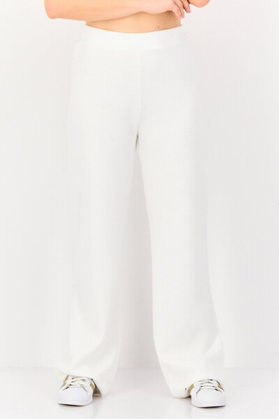 Koton Women Textured Wide Leg Pants, White