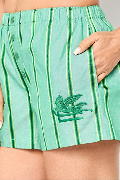 ETRO Women Stripe Basic Shorts, Green
