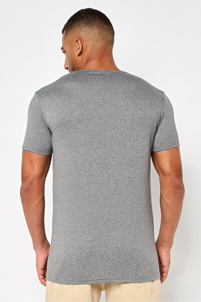 Cavalli Class Men V Neck Short Sleeve Brand Logo T-Shirt, Grey