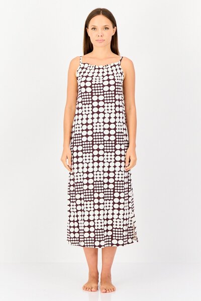 Zivame Women Polka Dots Sleeveless Sleeping Dress, Multicolor