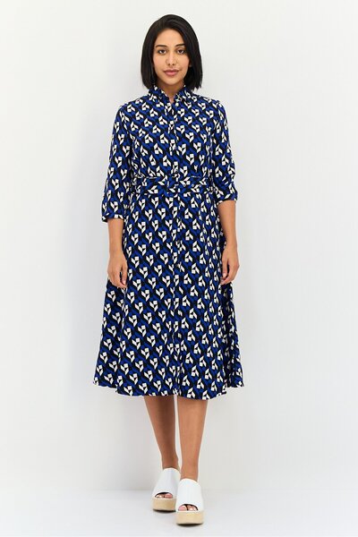 ORSAY Women Belted Allover Pattern Shirt Dress, Multicolor