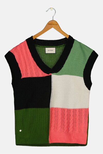Overkids Kids Girl Color Block Vest Sweater, Multicolor