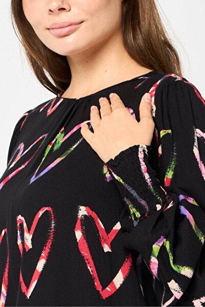 Desigual Women Round Neck Long Sleeves Allover Print Top, Multicolor