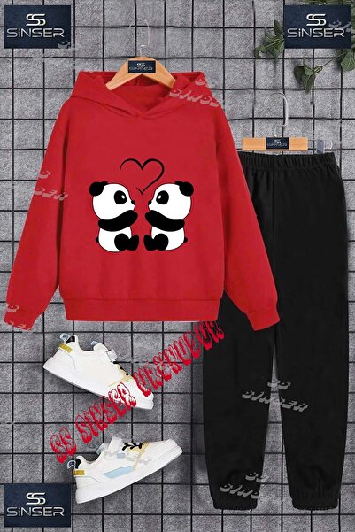 SS SİNSER Детски унисекс комплект от спортен екип с качулка и специален принт...