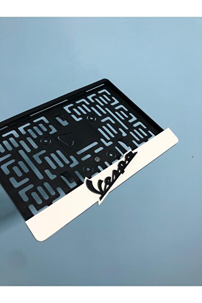 3ALAZERPLEKSİ VESPA BEYAZ SİYAH PLEKSİ MOTOR PLAKALIĞI