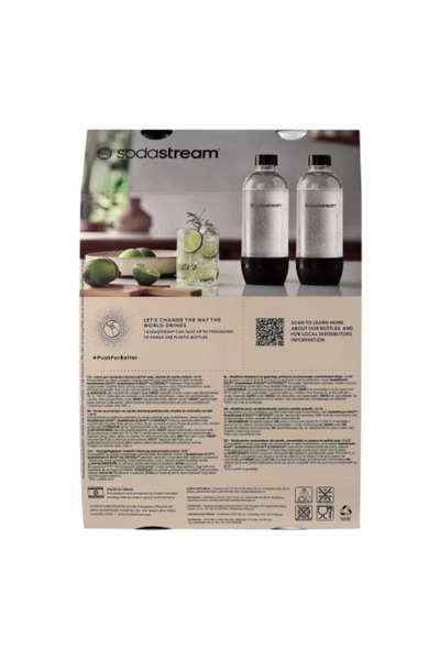 sodastream Set 2 sticle carbonatare, plastic, 1 L, Alb/Negru