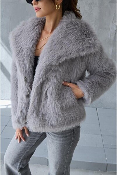 sinemkivanc co Blană premium de culoare gri cu căptușeală interioară