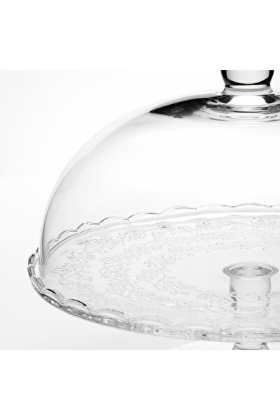 IKEA ARV BRÖLLOP Serving stand with lid, clear glass, 29 cm