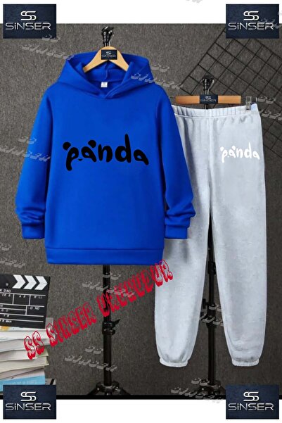 SS SİNSER Детски унисекс "PANDA WRITING BLACK" специален принт с качулка