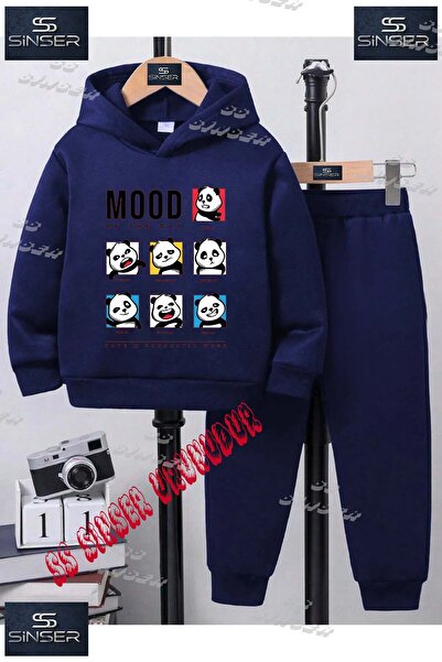 SS SİNSER Детски унисекс комплект спортен екип с качулка и специален принт „P...