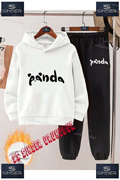 SS SİNSER Παιδικό Unisex Σετ Φόρμας με Κουκούλα "PANDA WRITING HEAD BLACK" με...