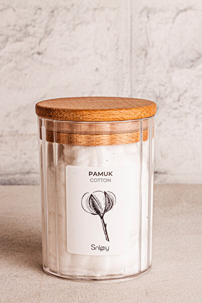 Snippy Bathy - 3'lü Ahşap Vakum Kapaklı Banyo Düzenleyici Plastik Banyo Seti Pamuk Düzenleyici