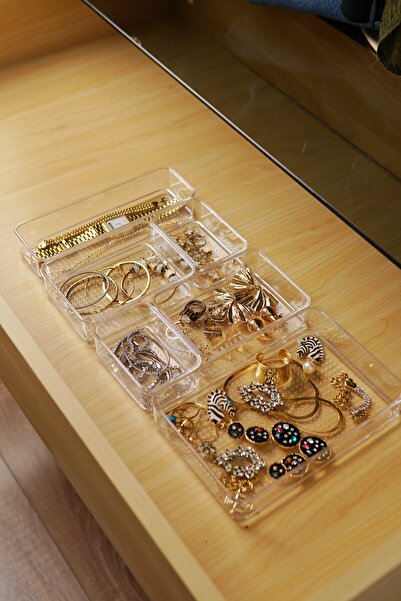 Hesaplı Kasa منظم مجوهرات ومستحضرات تجميل داخل الأدراج، مجموعة من 6 قطع