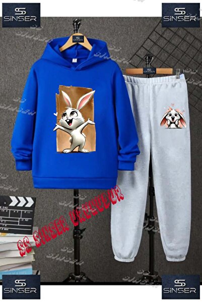 SS SİNSER Детски унисекс комплект спортен екип с качулка и специален принт „R...