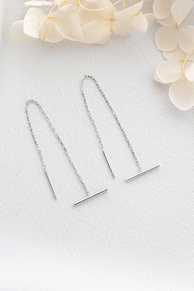 SAKLI TAKI 925 Ayar Gümüş Zincir Küpe