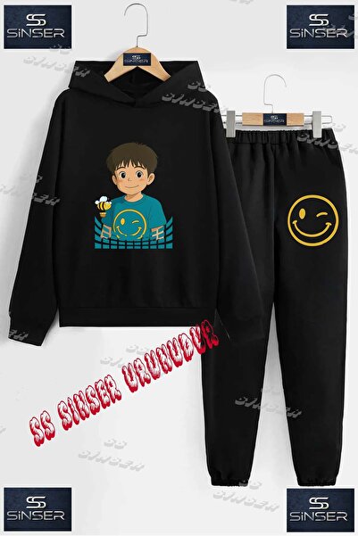SS SİNSER Детски унисекс комплект спортен екип с качулка и специален принт „O...
