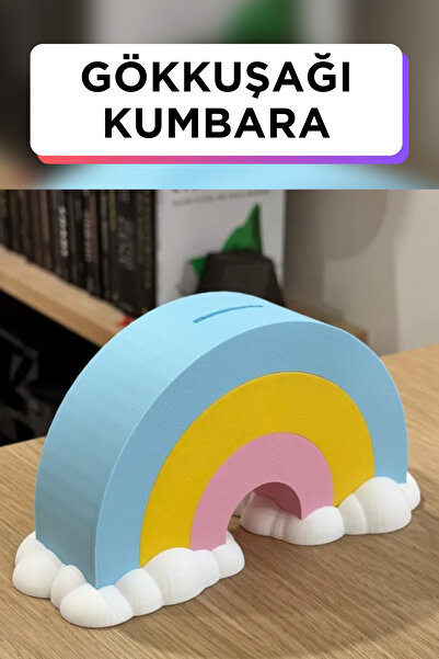 Genç 3D Gökkuşağı Kumbara | Rengârenk Tasarım, Dayanıklı Malzeme, Dekoratif v...