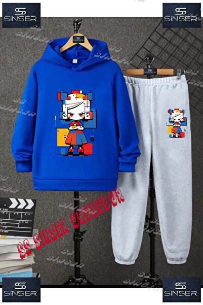 SS SİNSER Παιδικό Unisex Σετ Φόρμας με Κουκούλα με Ειδική Στάμπα "KIZ KARE BO...