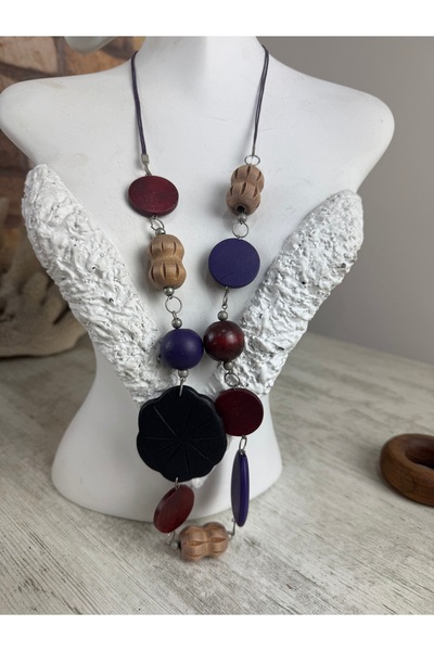 SEDEF TAKI Ahşap kaktüs tasarım uzun kolye