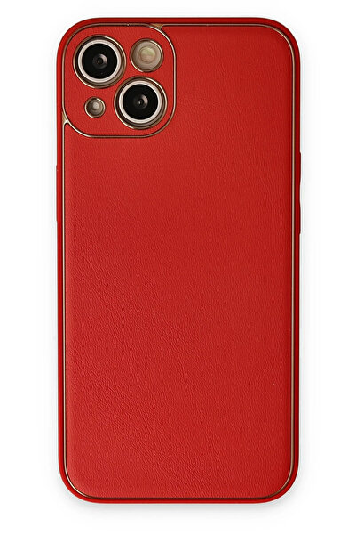 NewFace Sepetim iPhone 14 Plus Case Coco Leather Silicone Cover - Red
