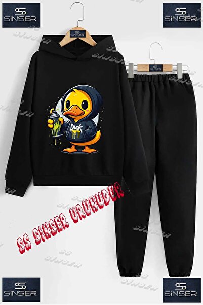 SS SİNSER Παιδικό Unisex Σετ Φόρμας με Κουκούλα με Ειδική Στάμπα "ORDEK DUCK ...