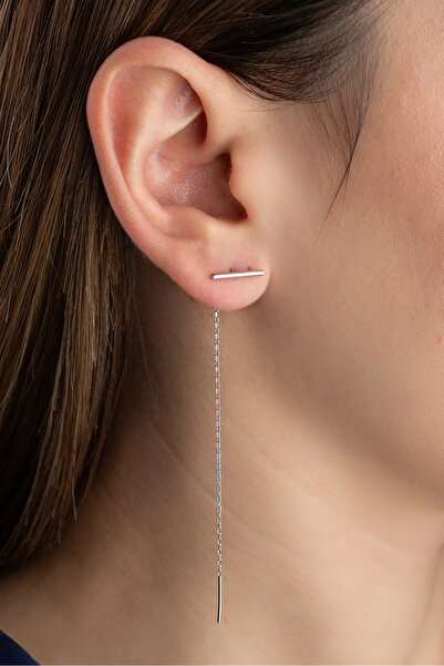 SAKLI TAKI 925 Ayar Gümüş Zincir Küpe