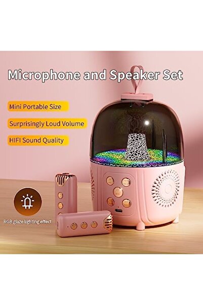 Zen Store Bluetooth Karaoke Machine with 2 Wireless Microphones Set | RGB Glaze LED Effect Rechargeable