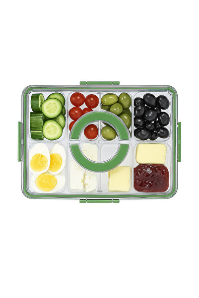 Plastora 8'li Solo Kahvaltılık Seti, Çerezlik Seti, Sızdırmaz Saklama Kabı Yeşil