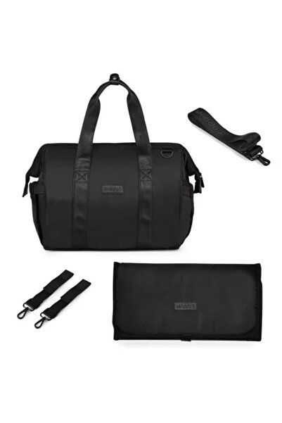 JollyMag Geantă multifuncțională pentru părinți Skiddou Inger, piele Onyz, neagră